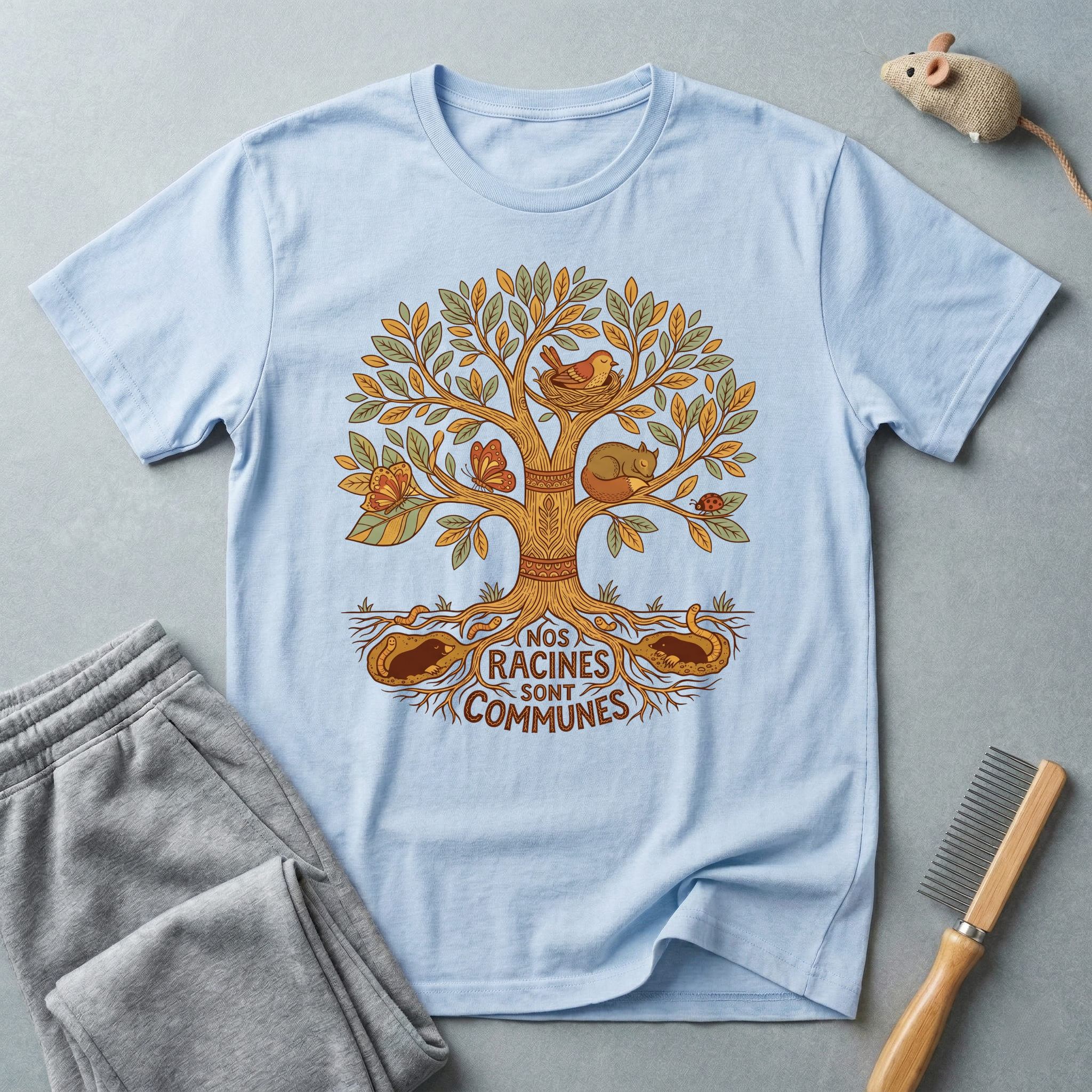 T-shirt arbre des racines — «Nos racines sont communes»