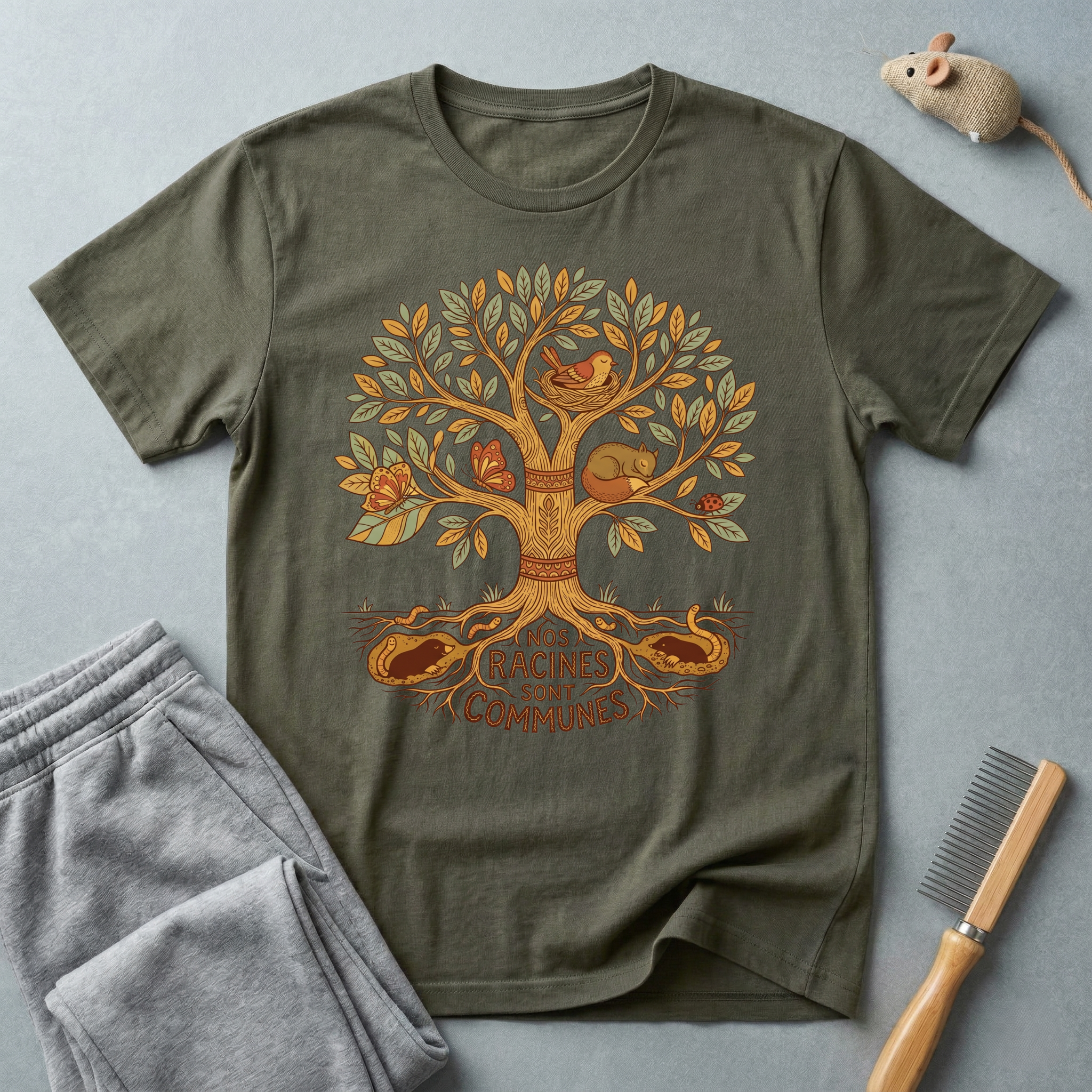 T-shirt arbre des racines — «Nos racines sont communes»