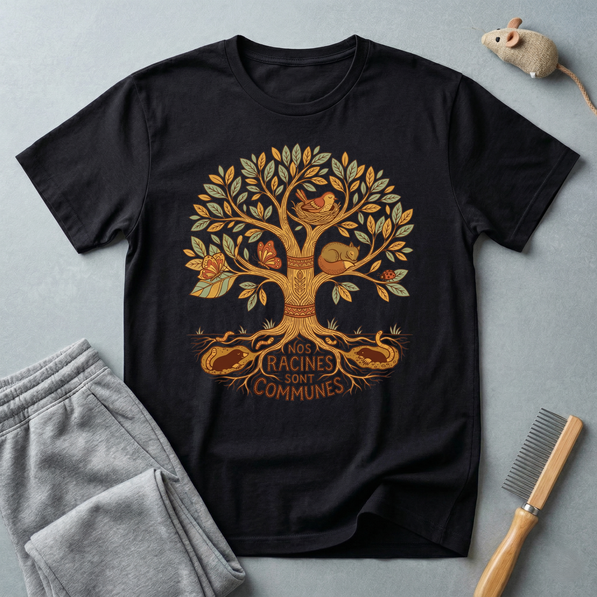 T-shirt arbre des racines — «Nos racines sont communes»