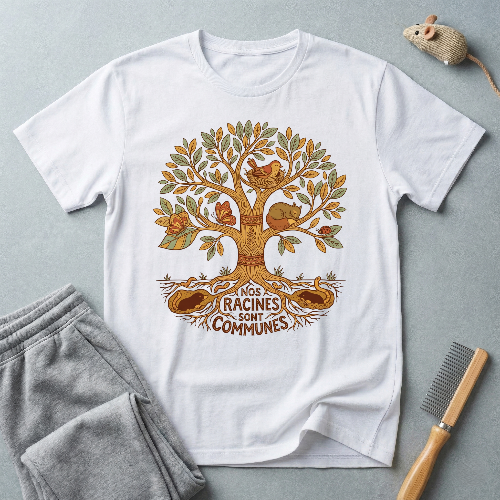 T-shirt arbre des racines — «Nos racines sont communes»