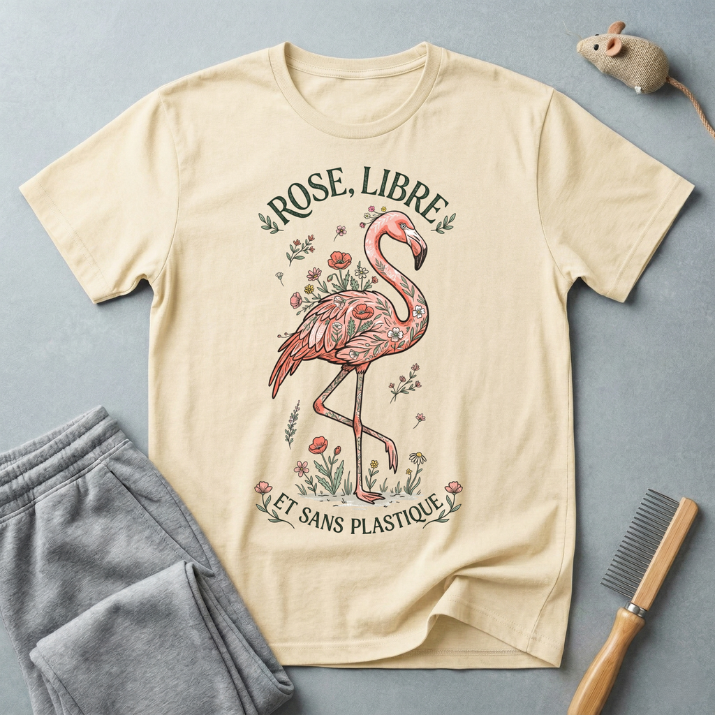 T-shirt graphique flamant rose «Rose Libre»