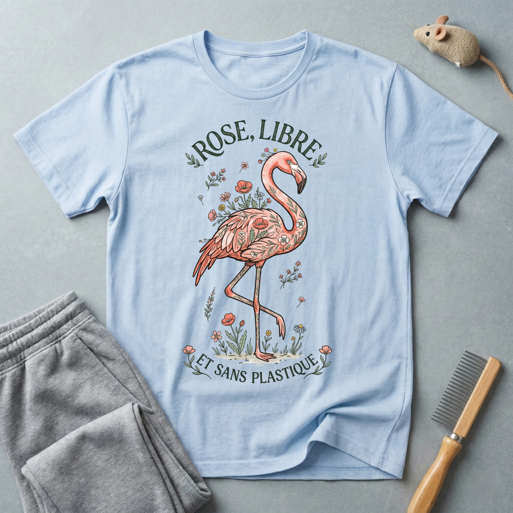 T-shirt graphique flamant rose «Rose Libre»