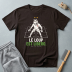 T-shirt graphique de loup de football — "Le Loup Est Libero"