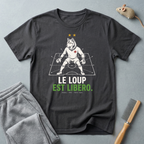 T-shirt graphique de loup de football — "Le Loup Est Libero"