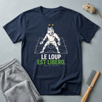 T-shirt graphique de loup de football — "Le Loup Est Libero"