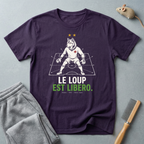 T-shirt graphique de loup de football — "Le Loup Est Libero"