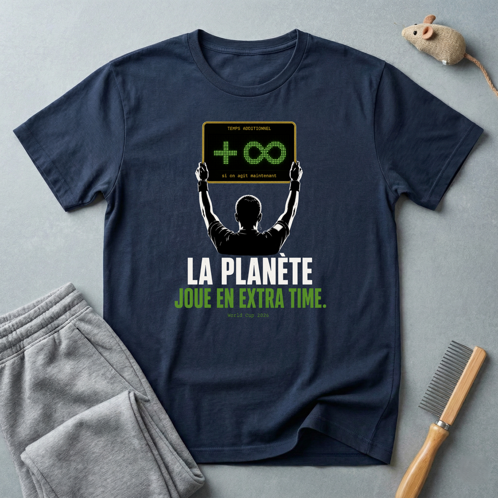 T-shirt «La Planète Joue En Extra Time.» — design de chronomètre d’arbitre de football
