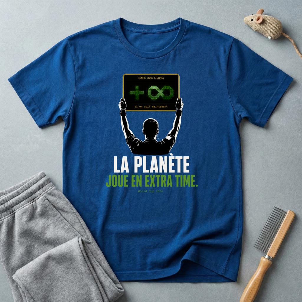 T-shirt «La Planète Joue En Extra Time.» — design de chronomètre d’arbitre de football
