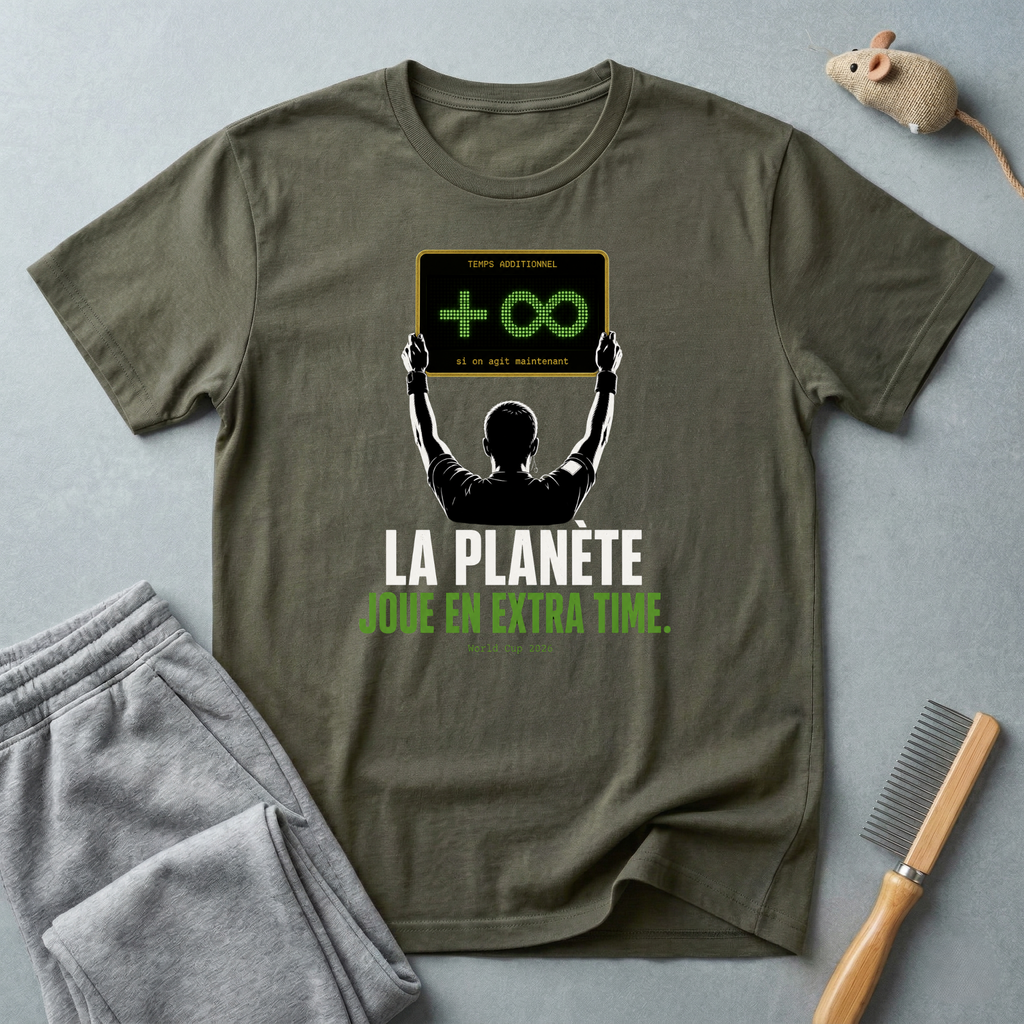 T-shirt «La Planète Joue En Extra Time.» — design de chronomètre d’arbitre de football