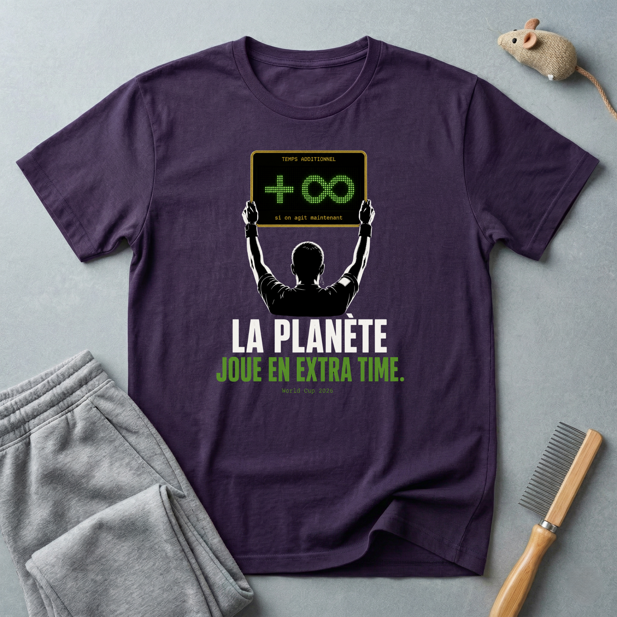 T-shirt «La Planète Joue En Extra Time.» — design de chronomètre d’arbitre de football
