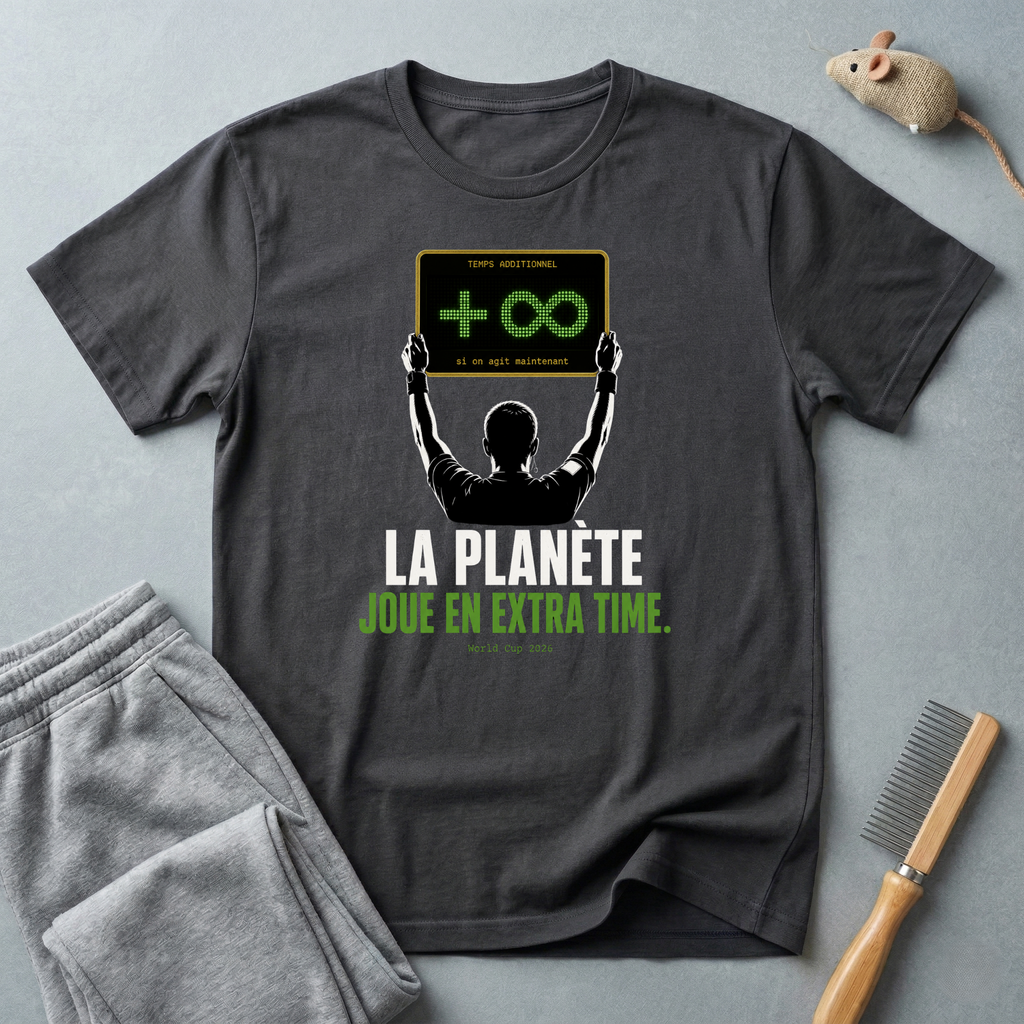T-shirt «La Planète Joue En Extra Time.» — design de chronomètre d’arbitre de football