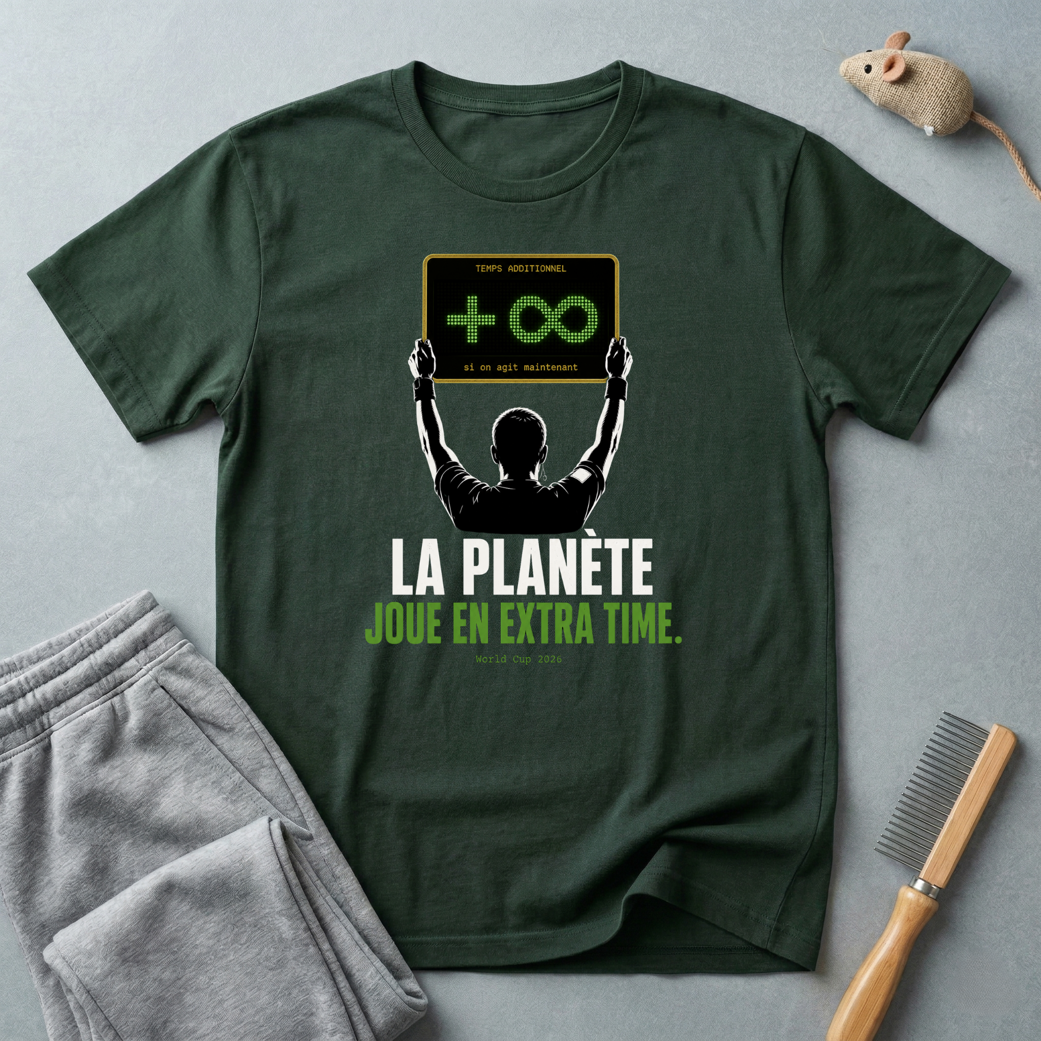 T-shirt «La Planète Joue En Extra Time.» — design de chronomètre d’arbitre de football