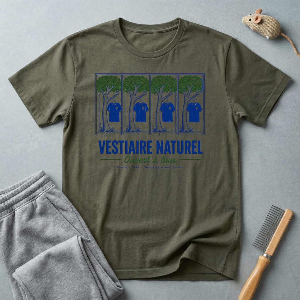 T-shirt «Vestiaire naturel - Ouvert à tous» (design éco arbre et chemise)