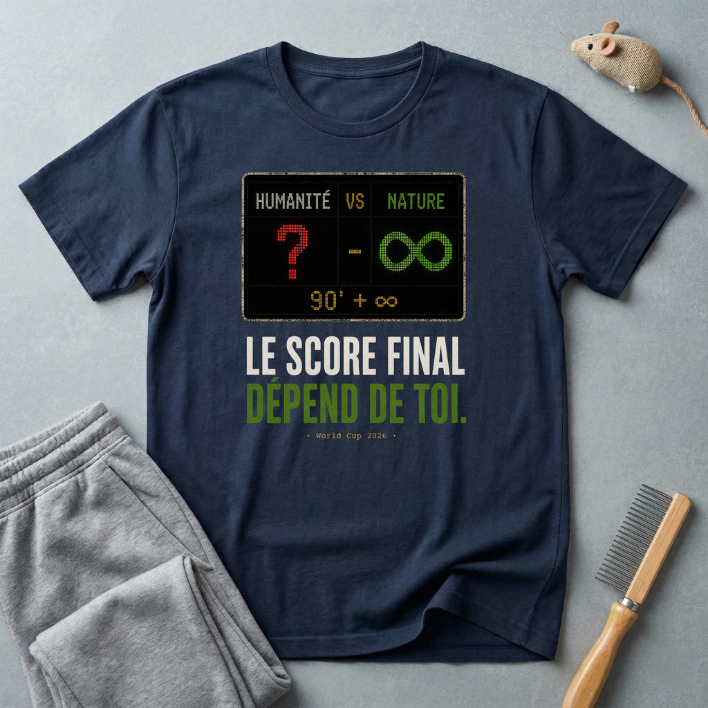 T-shirt — «Le score final dépend de toi.» t-shirt graphique Humanité vs Nature