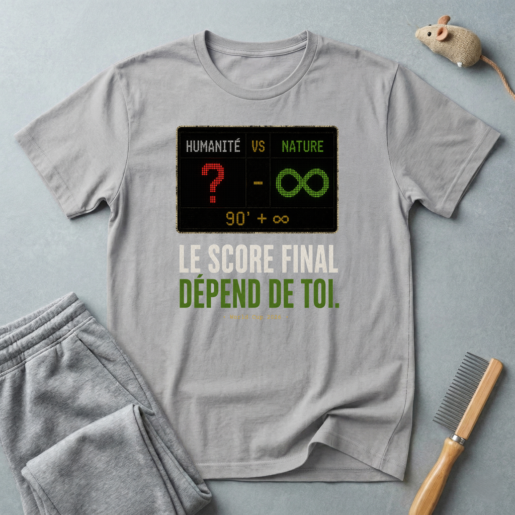 T-shirt — «Le score final dépend de toi.» t-shirt graphique Humanité vs Nature