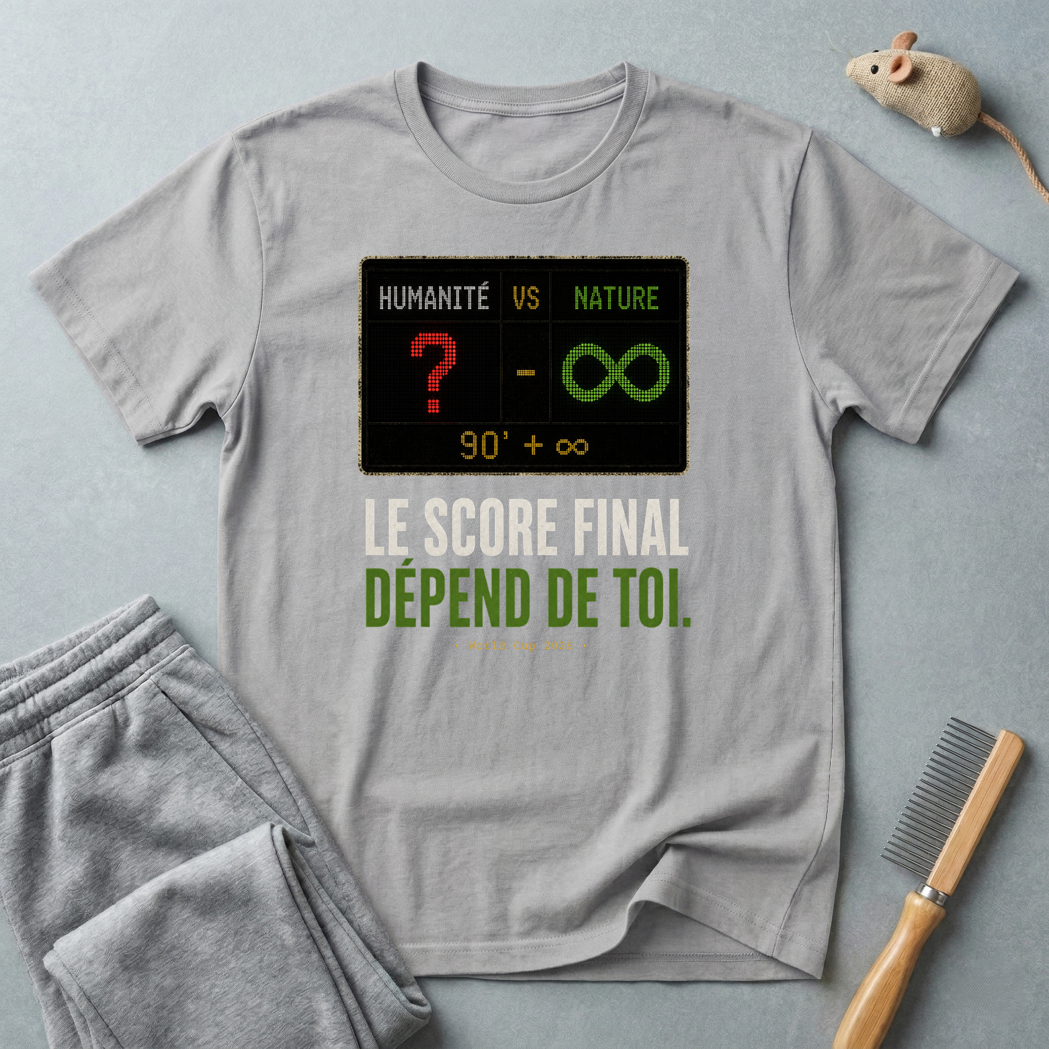 T-shirt — «Le score final dépend de toi.» t-shirt graphique Humanité vs Nature