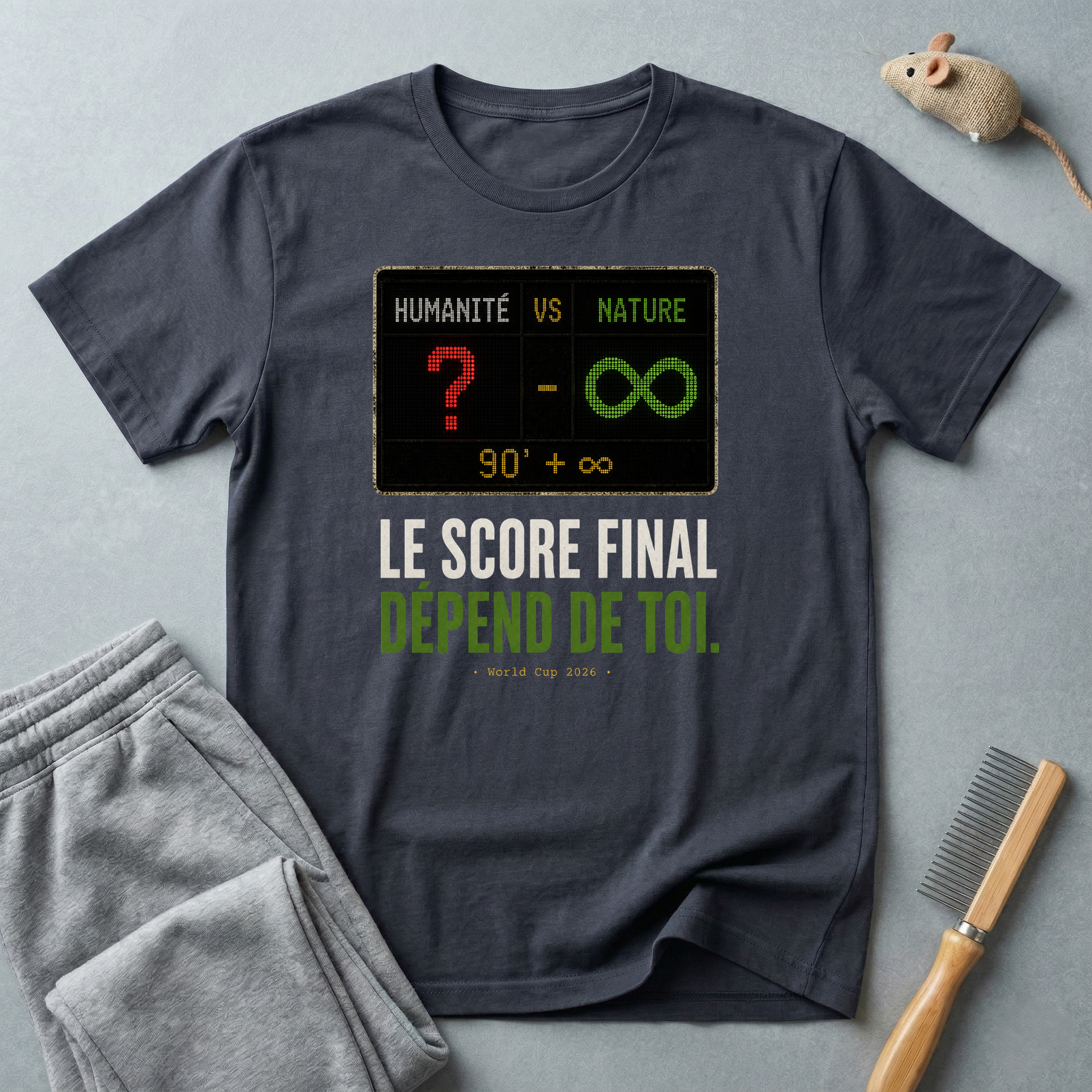 T-shirt — «Le score final dépend de toi.» t-shirt graphique Humanité vs Nature