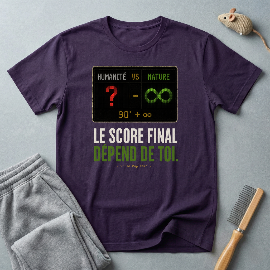 T-shirt — «Le score final dépend de toi.» t-shirt graphique Humanité vs Nature