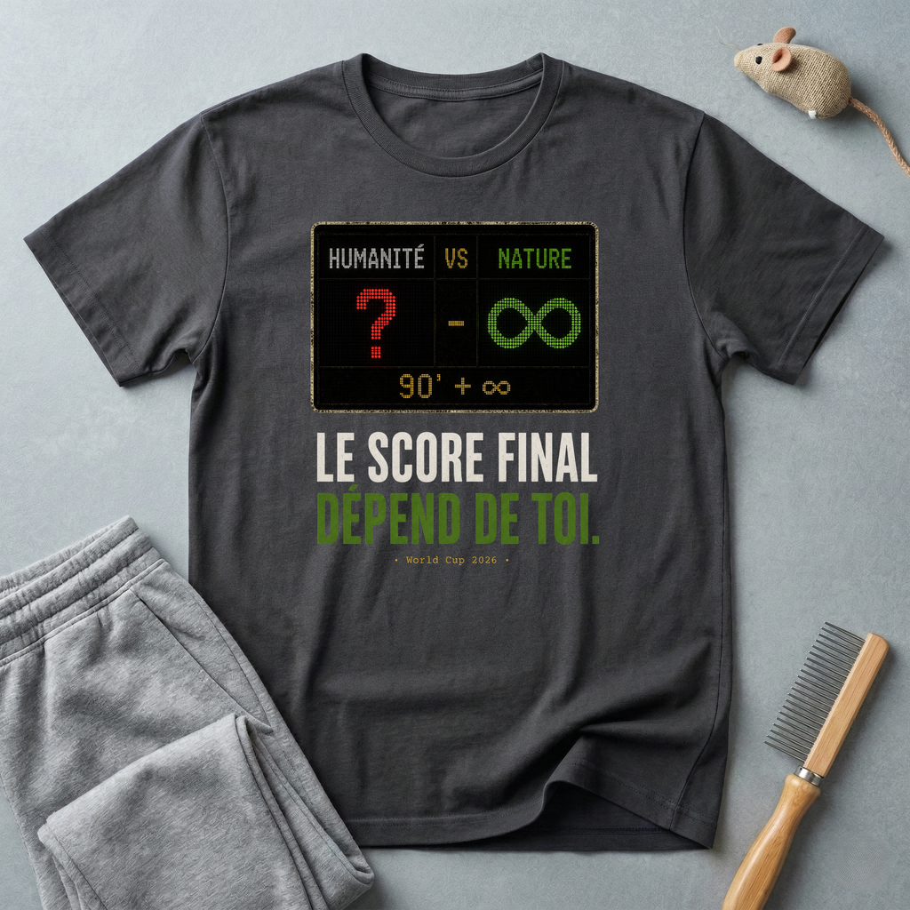 T-shirt — «Le score final dépend de toi.» t-shirt graphique Humanité vs Nature