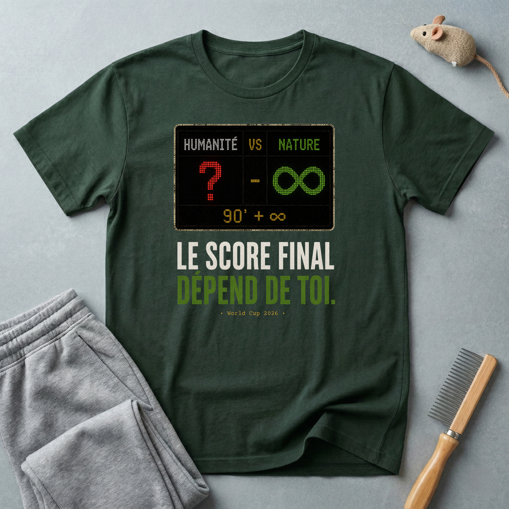 T-shirt — «Le score final dépend de toi.» t-shirt graphique Humanité vs Nature