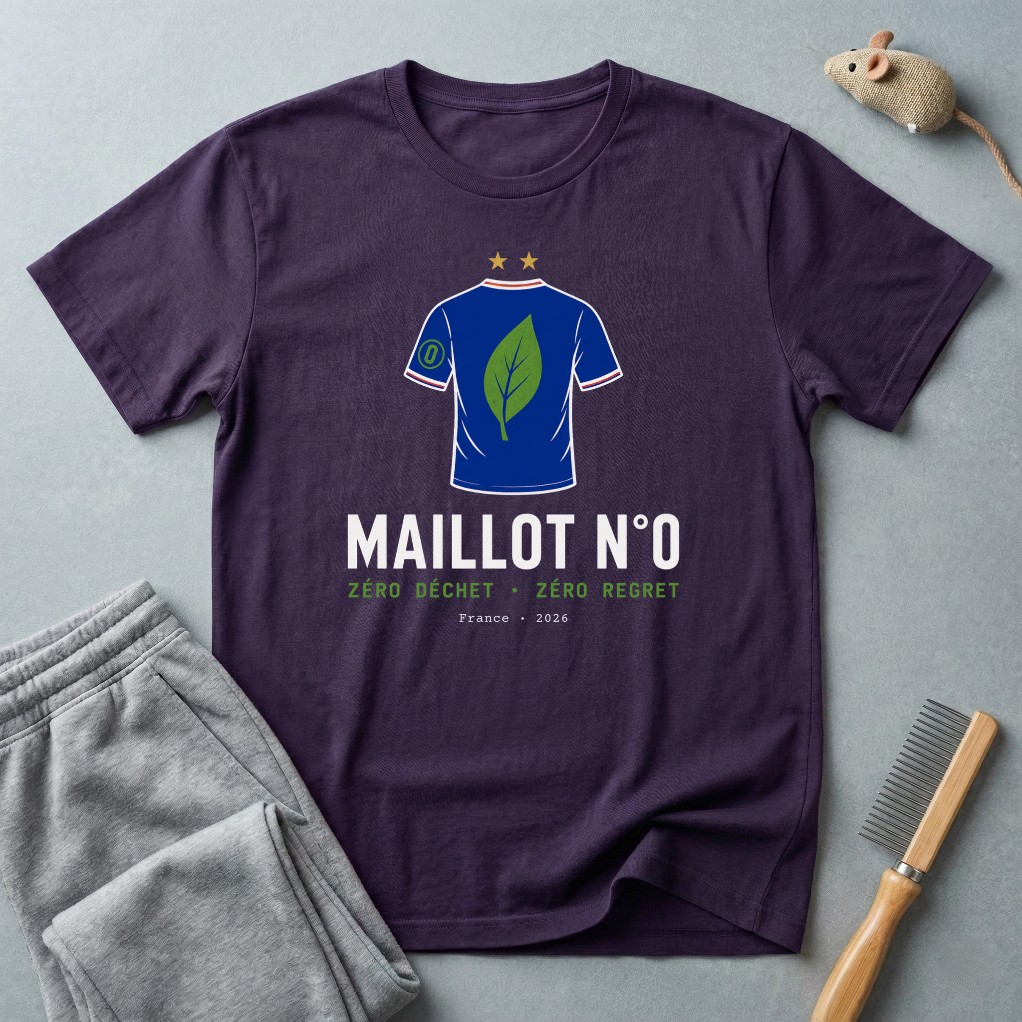 T-shirt éco — «Maillot n° 0» — t-shirt de football durable au motif de feuille