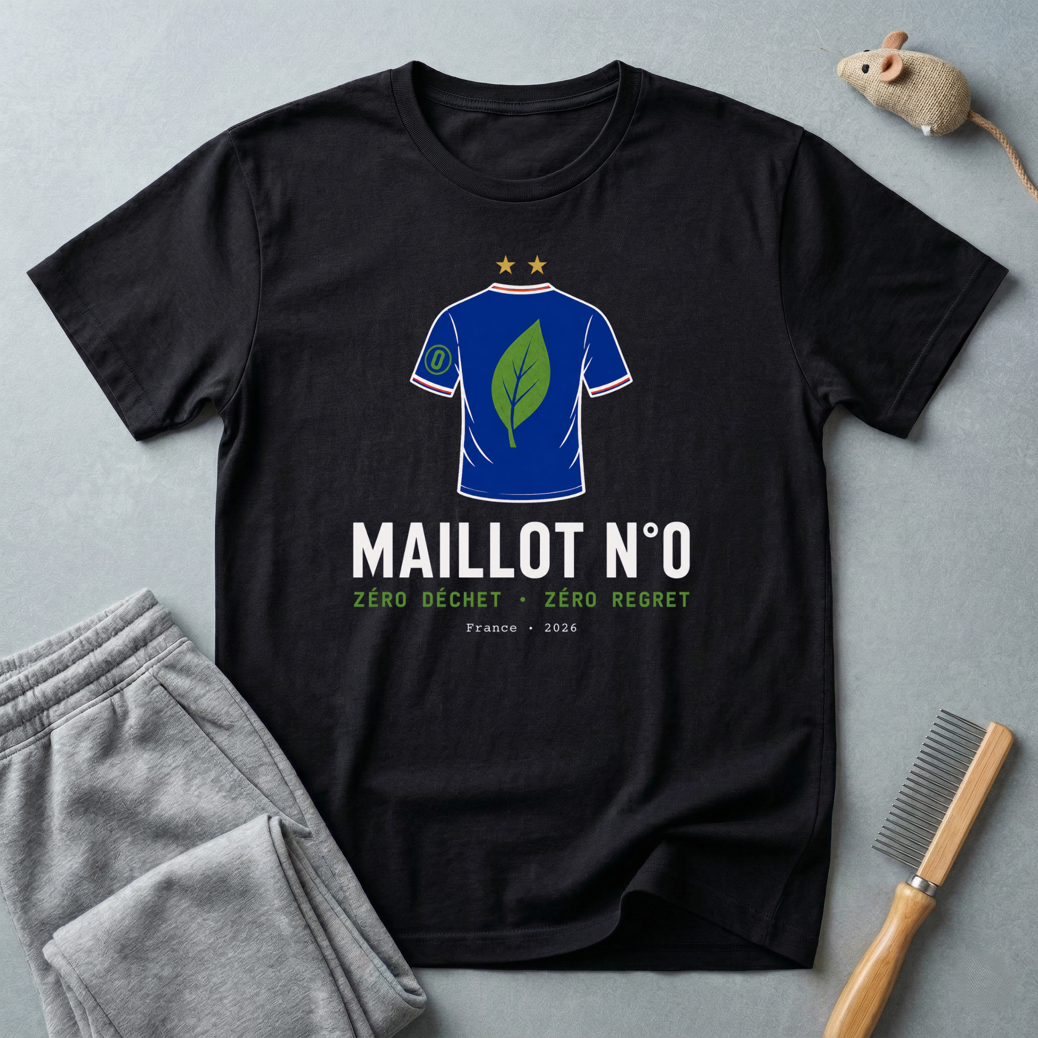 T-shirt éco — «Maillot n° 0» — t-shirt de football durable au motif de feuille