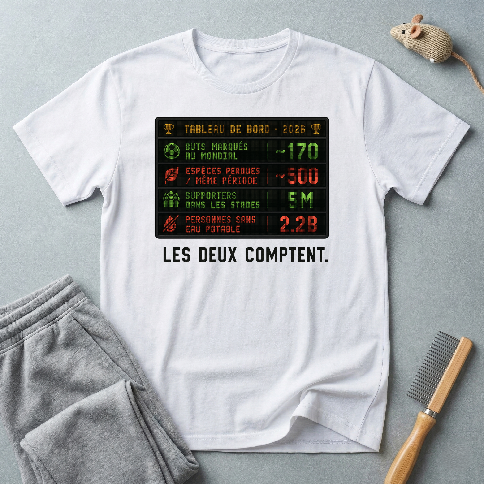 T-shirt graphique tableau de score — Tableau de bord 2026 «Les deux comptent.»