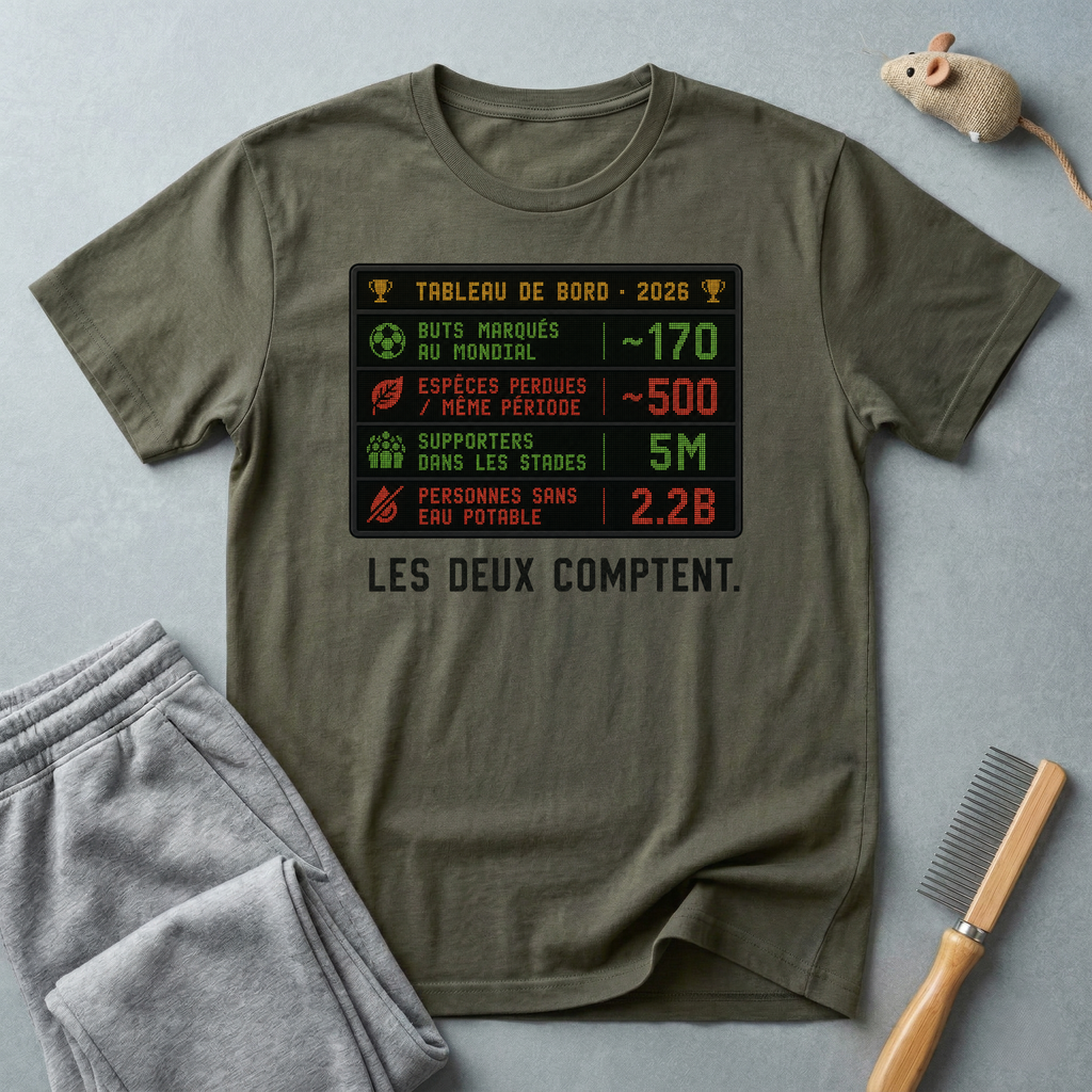T-shirt graphique tableau de score — Tableau de bord 2026 «Les deux comptent.»