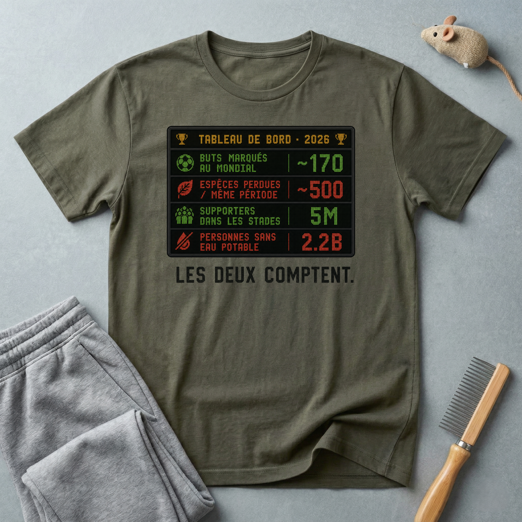 T-shirt graphique tableau de score — Tableau de bord 2026 «Les deux comptent.»