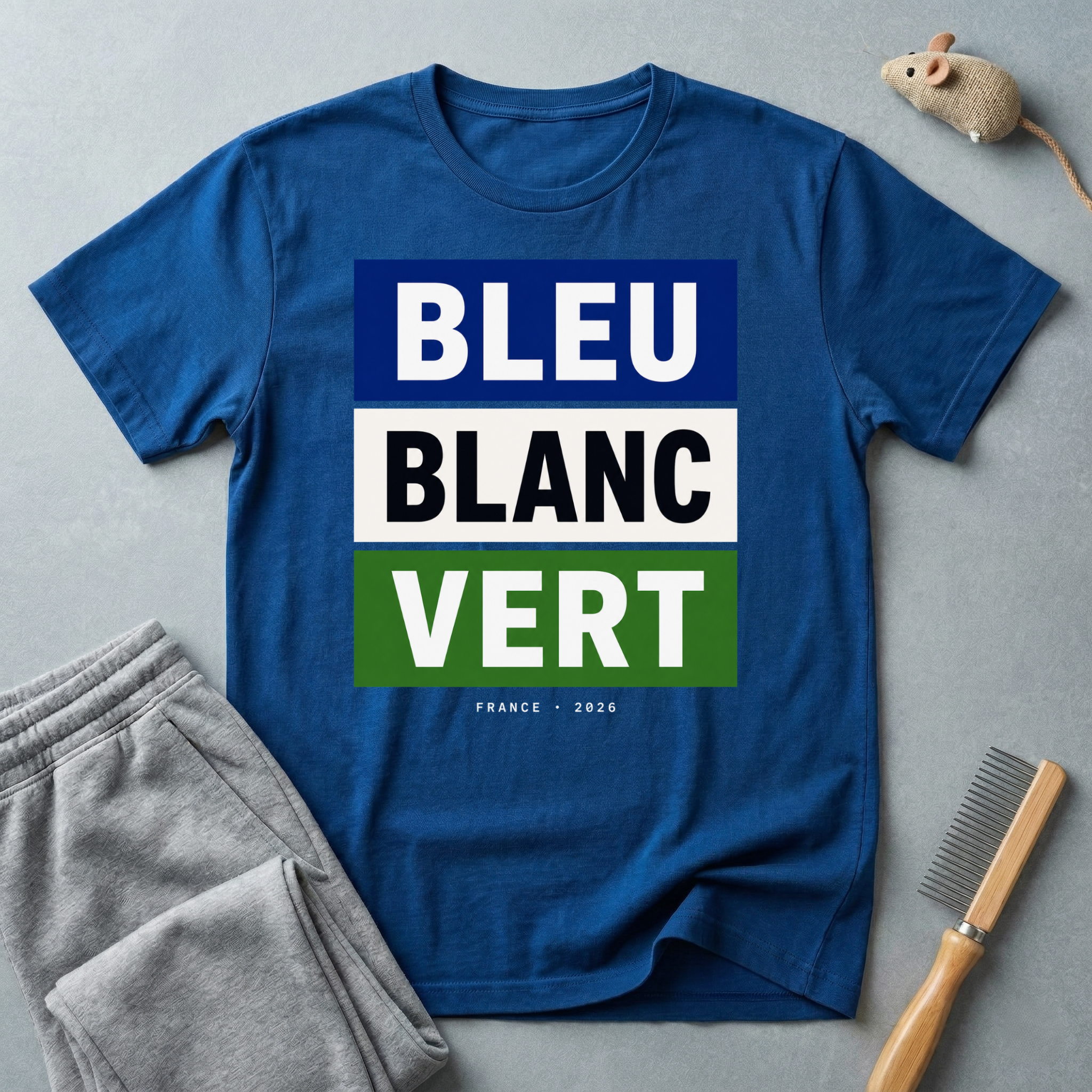 T-shirt «Bleu Blanc Vert» — t-shirt à blocs de couleurs du drapeau français