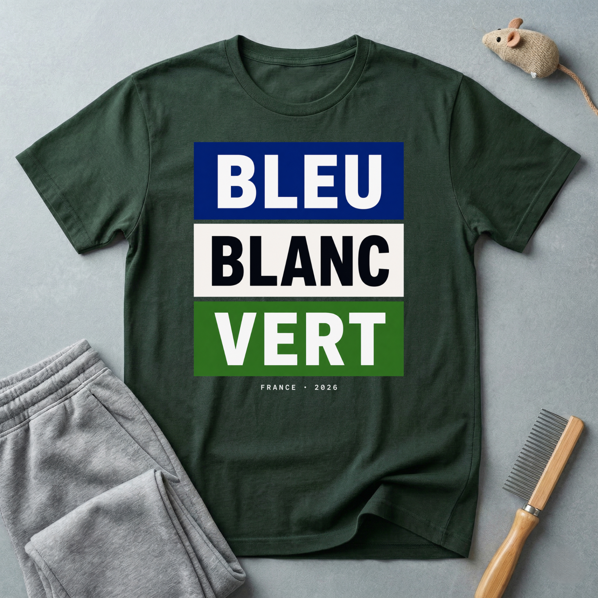 T-shirt «Bleu Blanc Vert» — t-shirt à blocs de couleurs du drapeau français