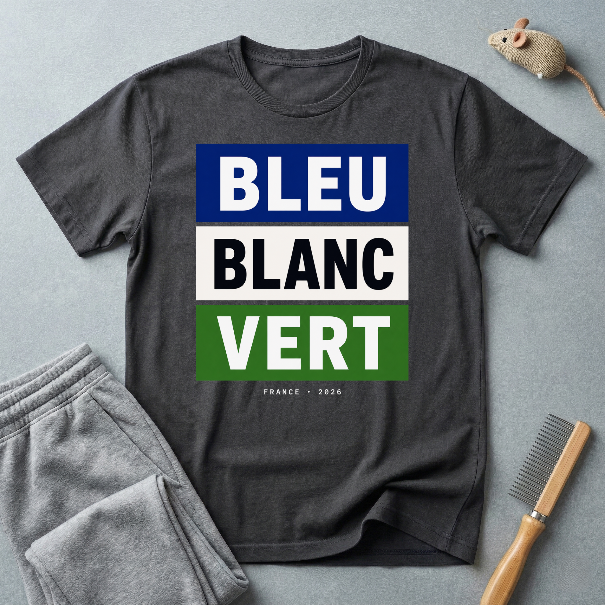 T-shirt «Bleu Blanc Vert» — t-shirt à blocs de couleurs du drapeau français