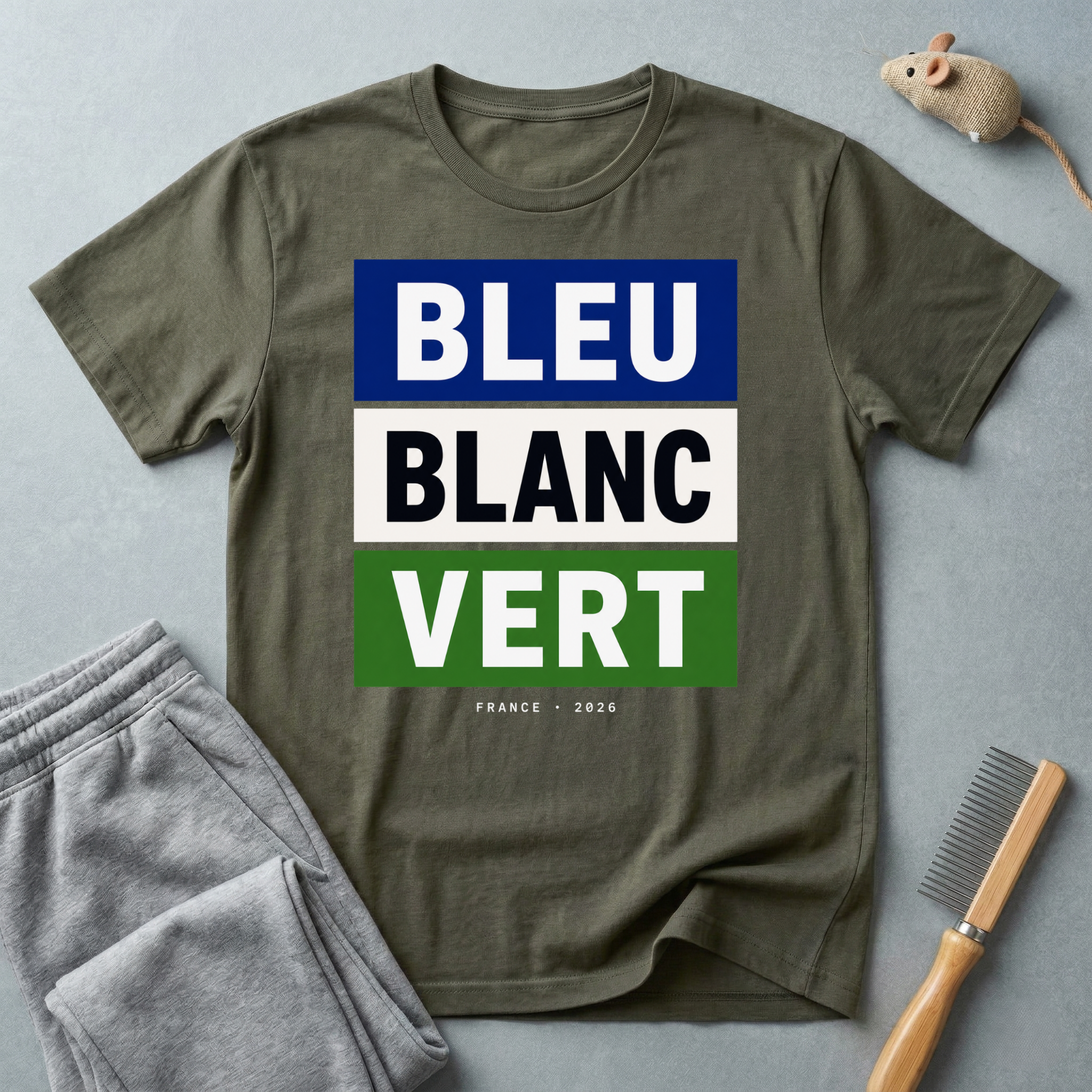 T-shirt «Bleu Blanc Vert» — t-shirt à blocs de couleurs du drapeau français