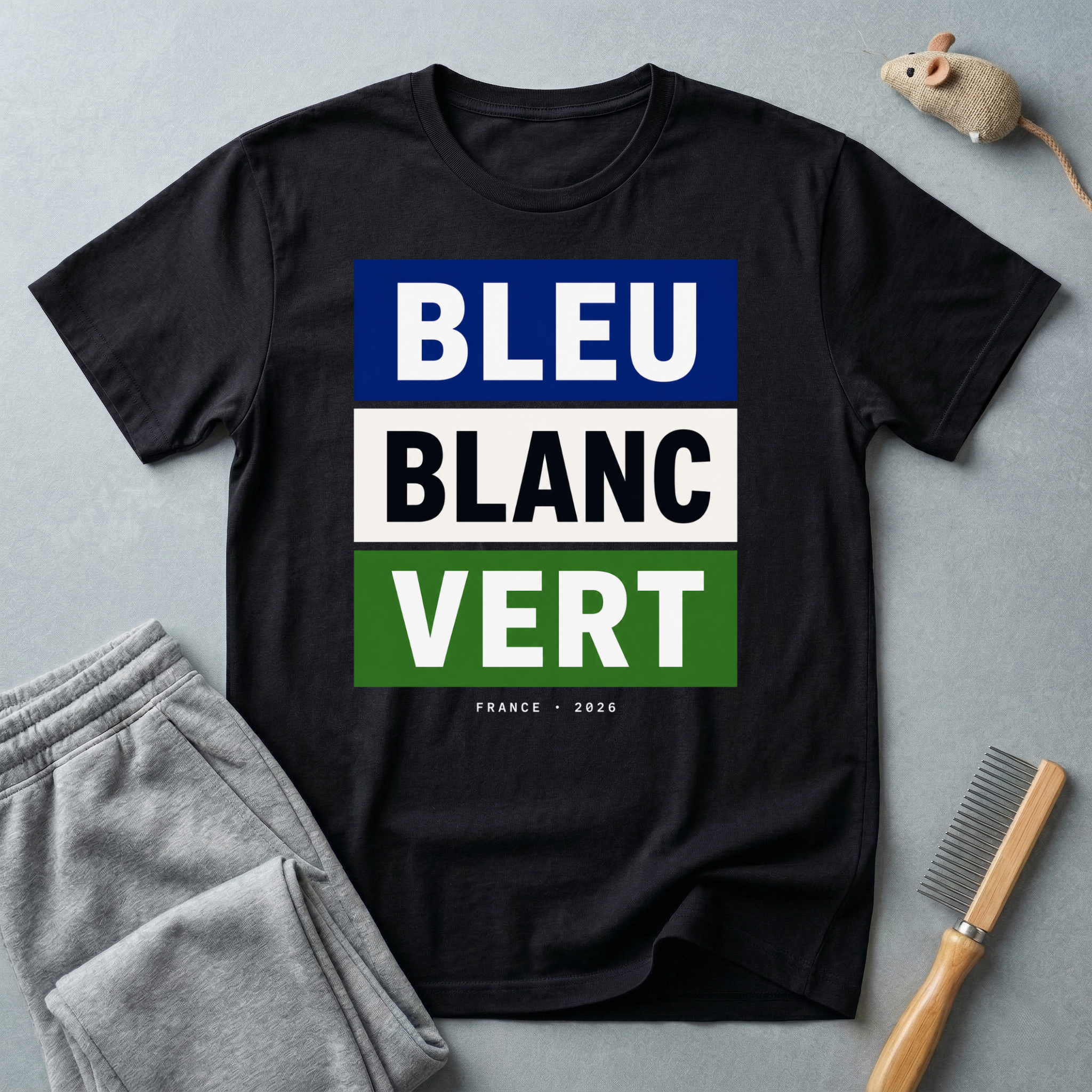 T-shirt «Bleu Blanc Vert» — t-shirt à blocs de couleurs du drapeau français