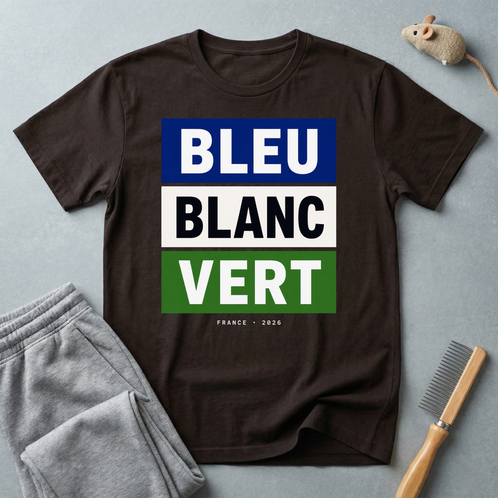 T-shirt «Bleu Blanc Vert» — t-shirt à blocs de couleurs du drapeau français