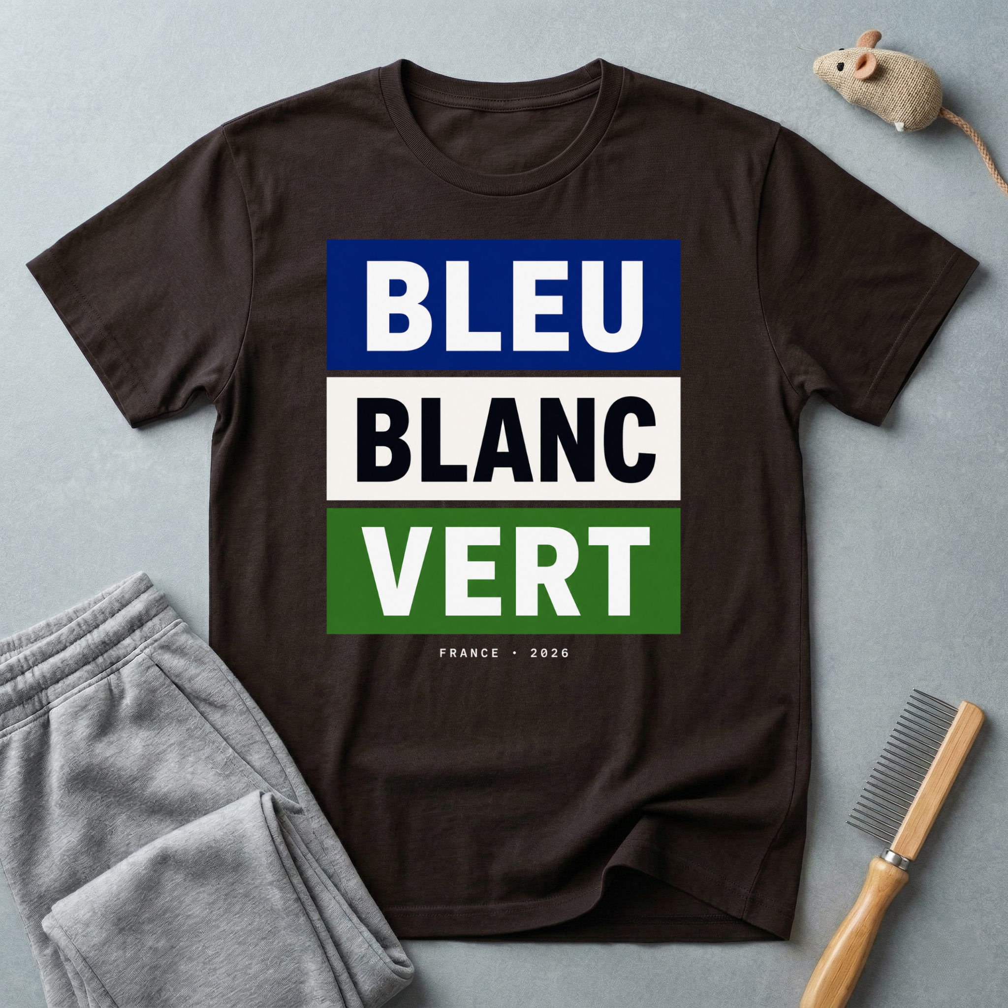 T-shirt «Bleu Blanc Vert» — t-shirt à blocs de couleurs du drapeau français