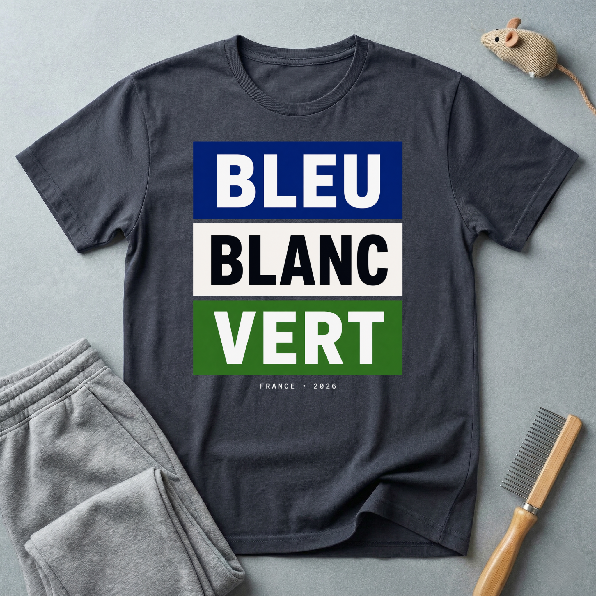 T-shirt «Bleu Blanc Vert» — t-shirt à blocs de couleurs du drapeau français