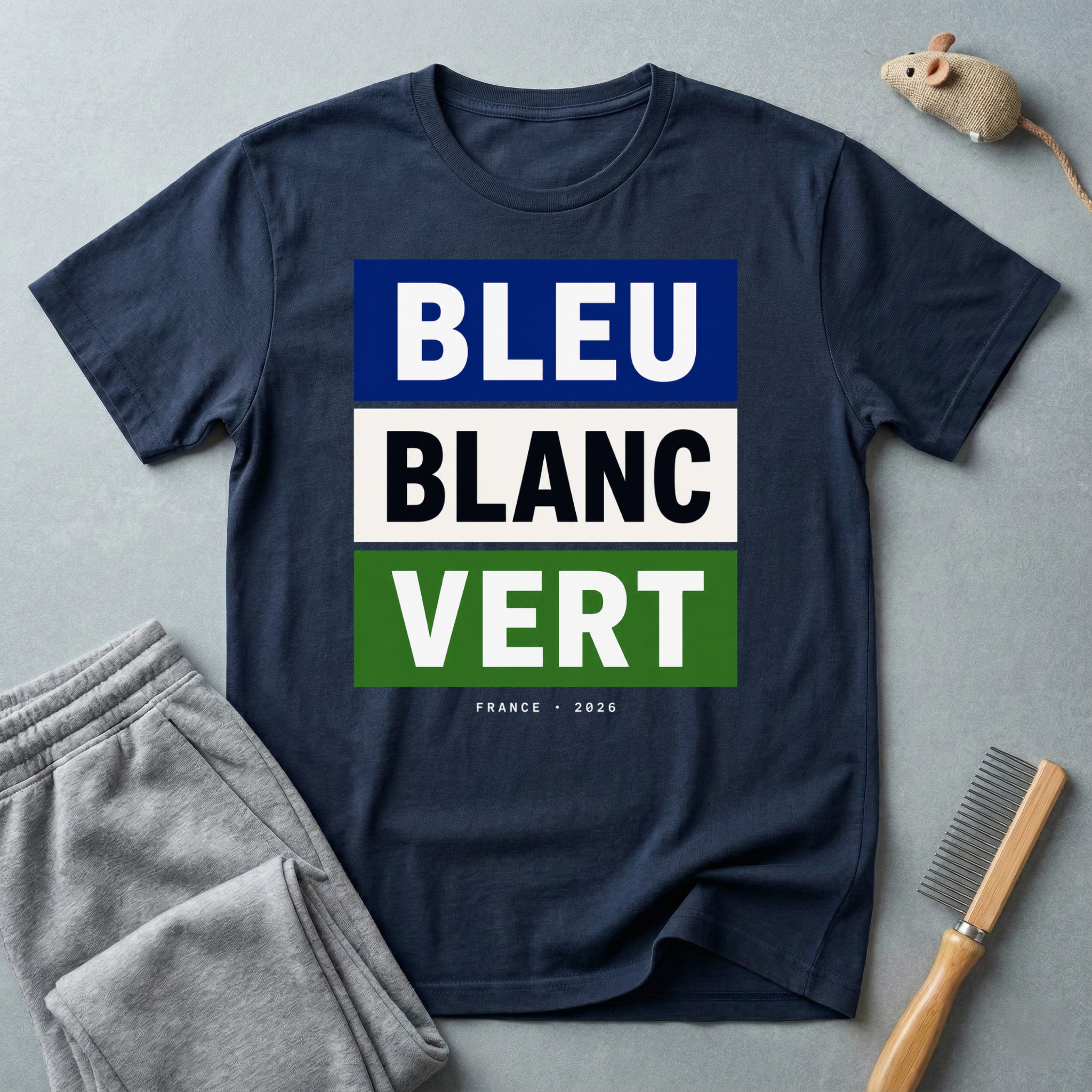 T-shirt «Bleu Blanc Vert» — t-shirt à blocs de couleurs du drapeau français