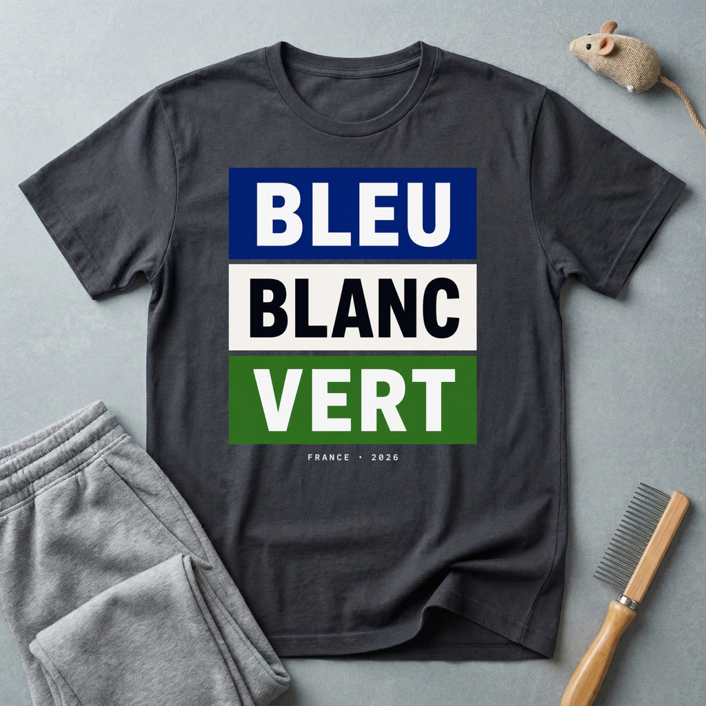 T-shirt «Bleu Blanc Vert» — t-shirt à blocs de couleurs du drapeau français