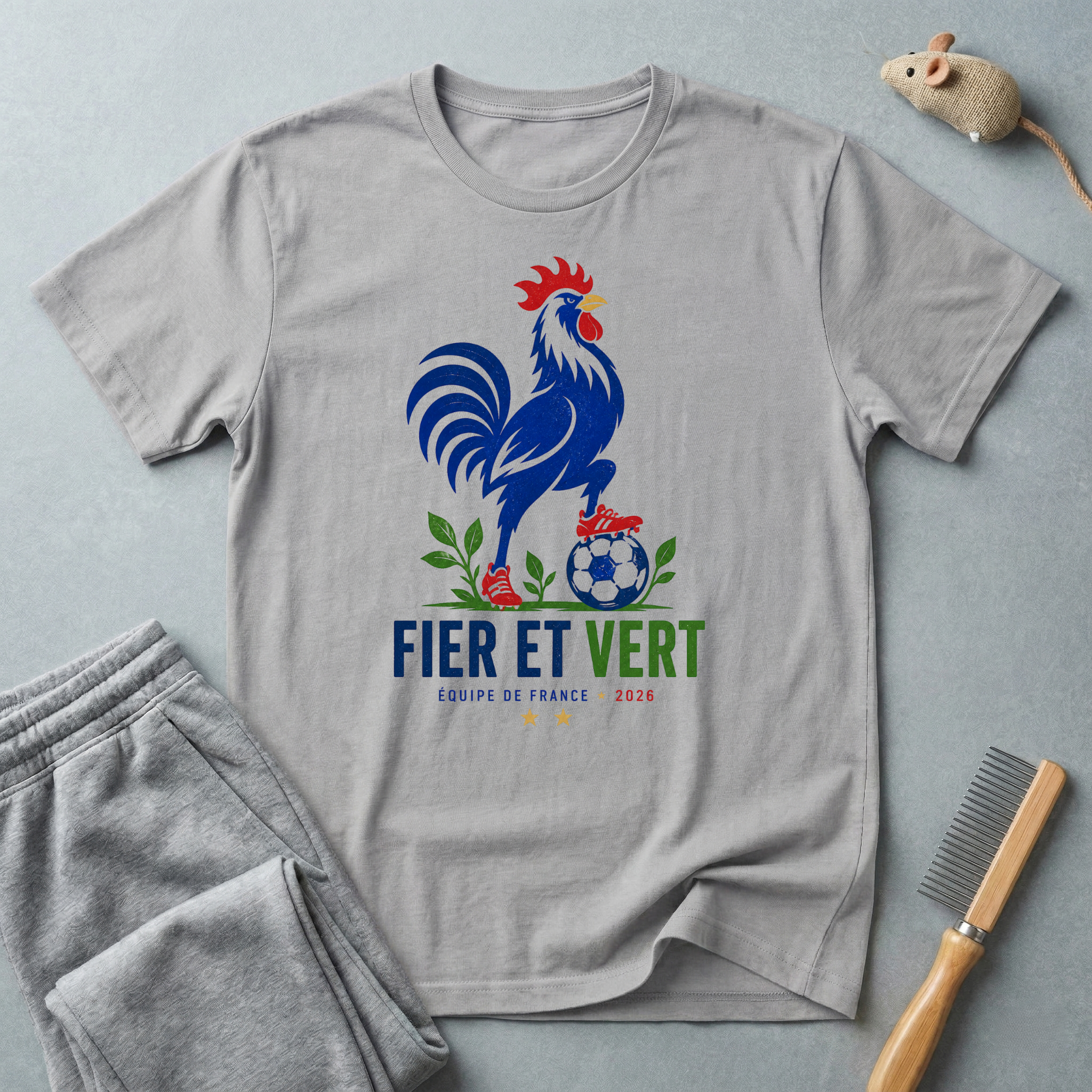T-Shirt coq français "Fier et Vert"