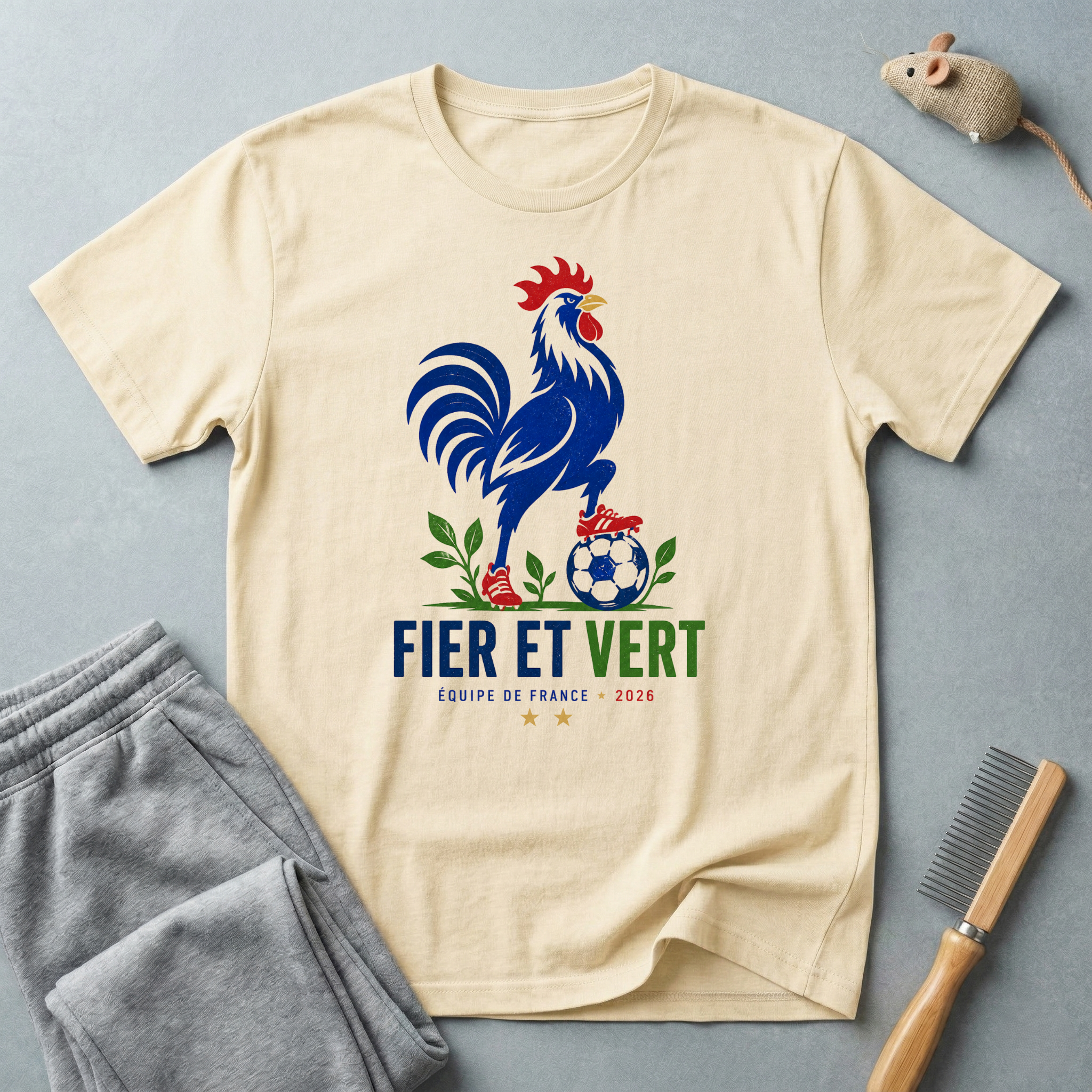 T-Shirt coq français "Fier et Vert"