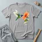T-shirt Colibri & Hibiscus — T-shirt à motif d'oiseau floral en aquarelle