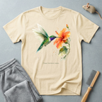 T-shirt Colibri & Hibiscus — T-shirt à motif d'oiseau floral en aquarelle