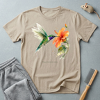 T-shirt Colibri & Hibiscus — T-shirt à motif d'oiseau floral en aquarelle