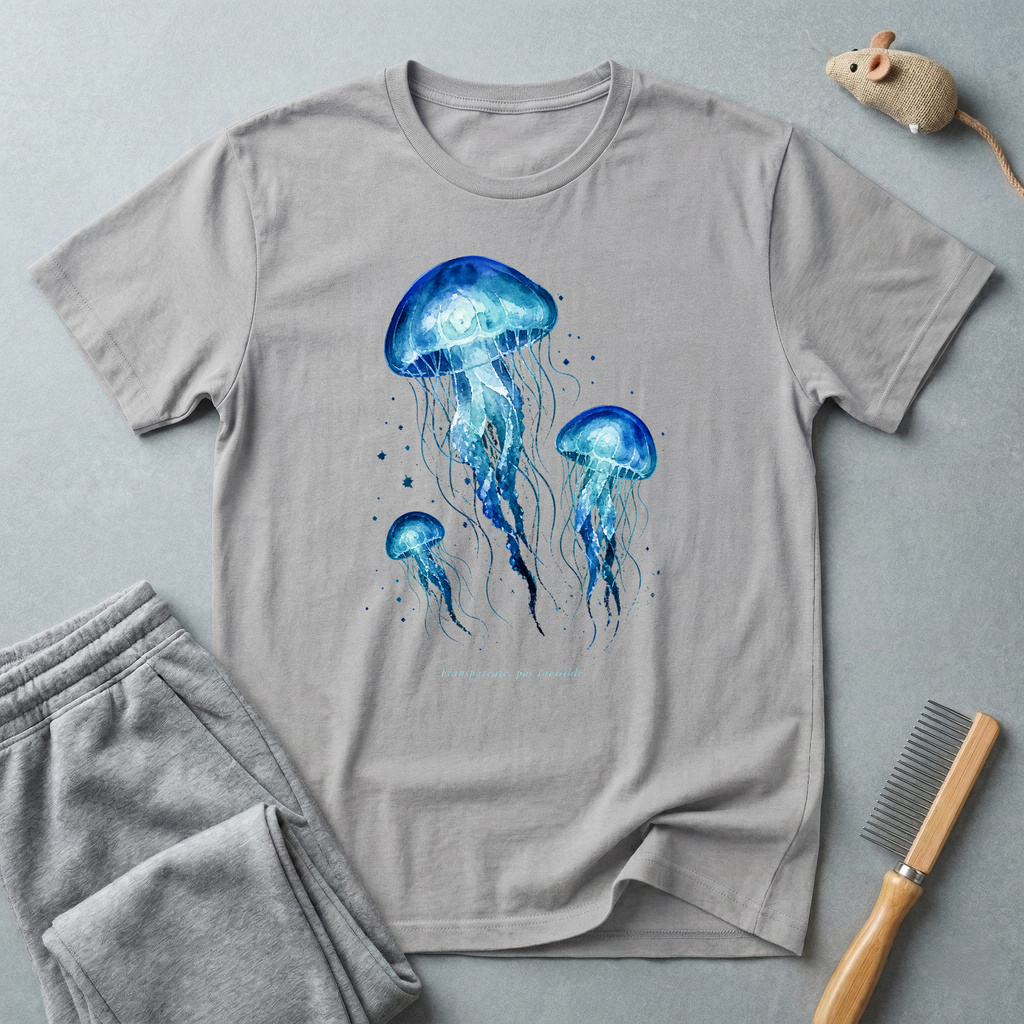 T-shirt méduse aquarelle "Transparente, pas invisible"