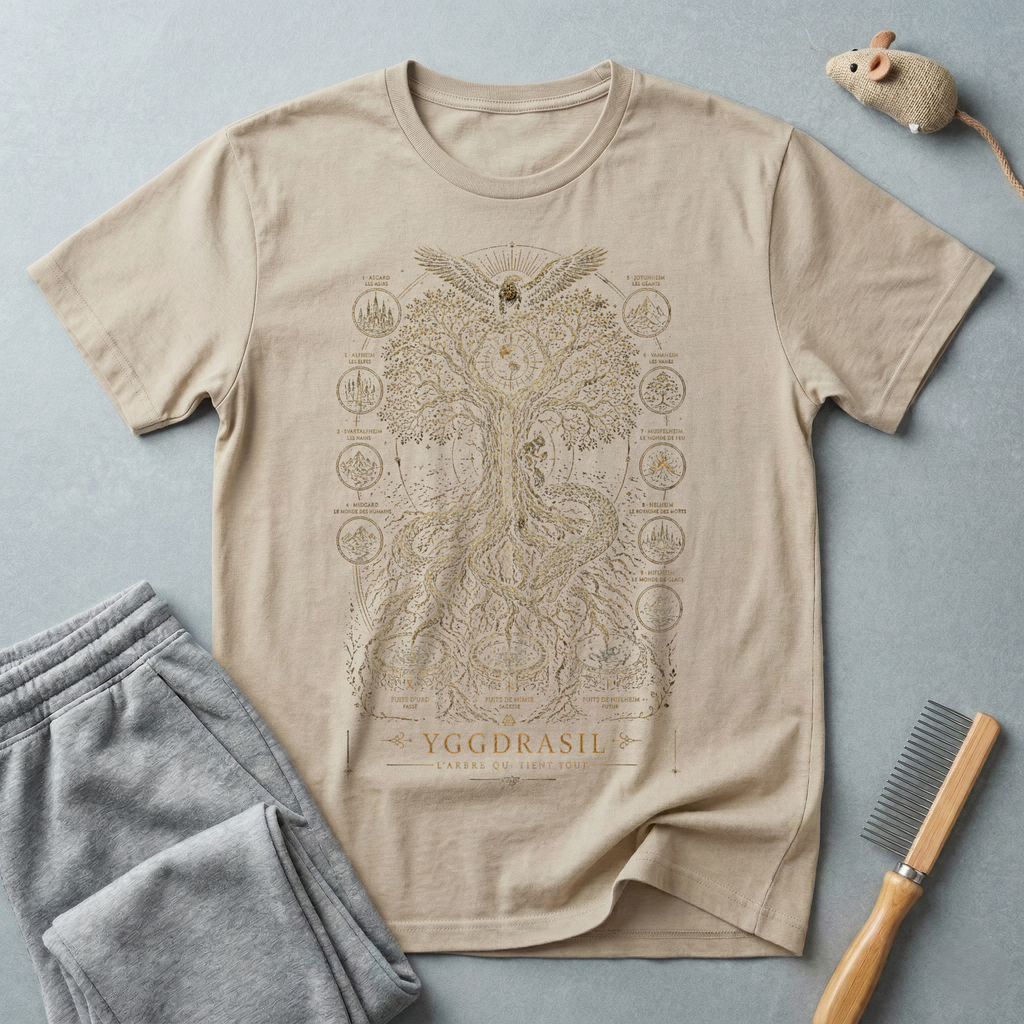 T-shirt Arbre de Vie — design spirituel avec hibou et symboles sacrés