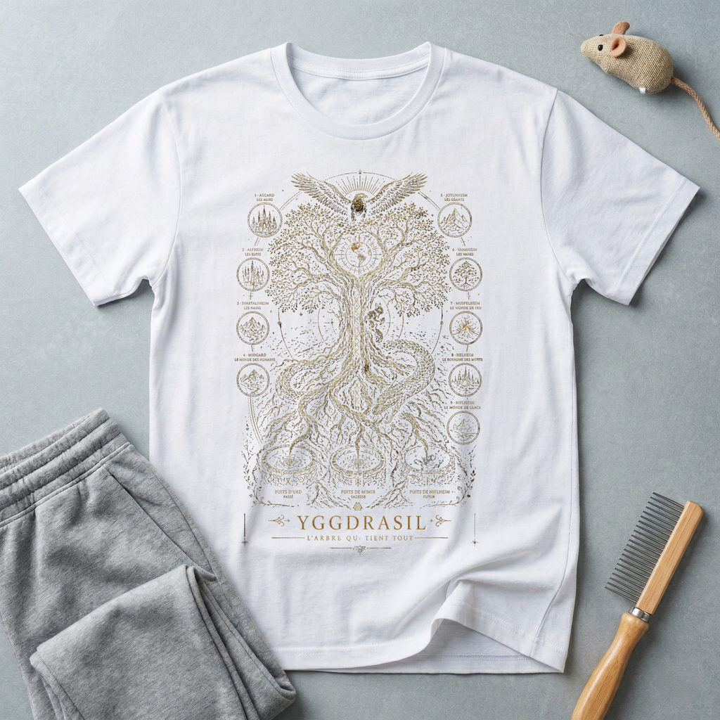 T-shirt Arbre de Vie — design spirituel avec hibou et symboles sacrés