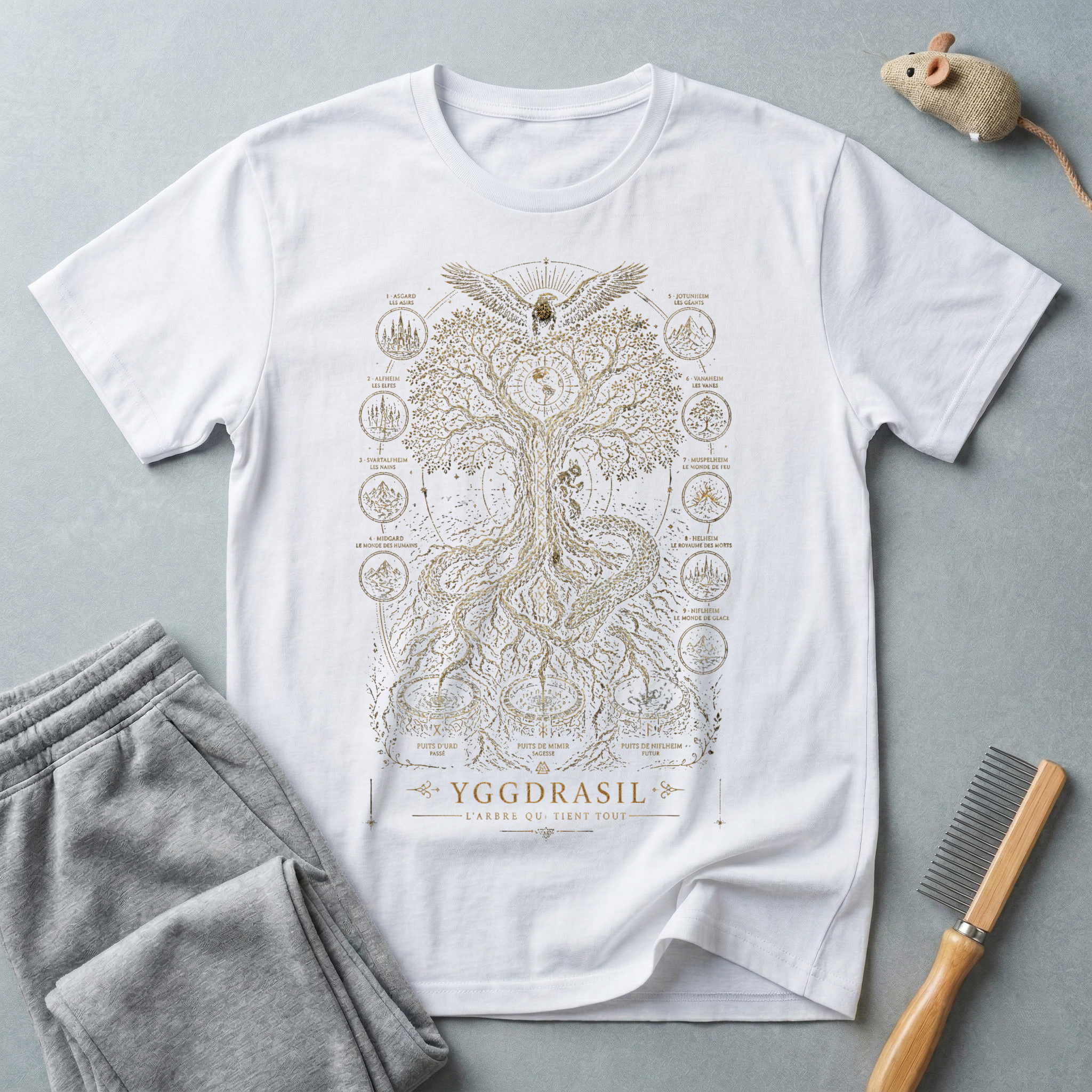 T-shirt Arbre de Vie — design spirituel avec hibou et symboles sacrés