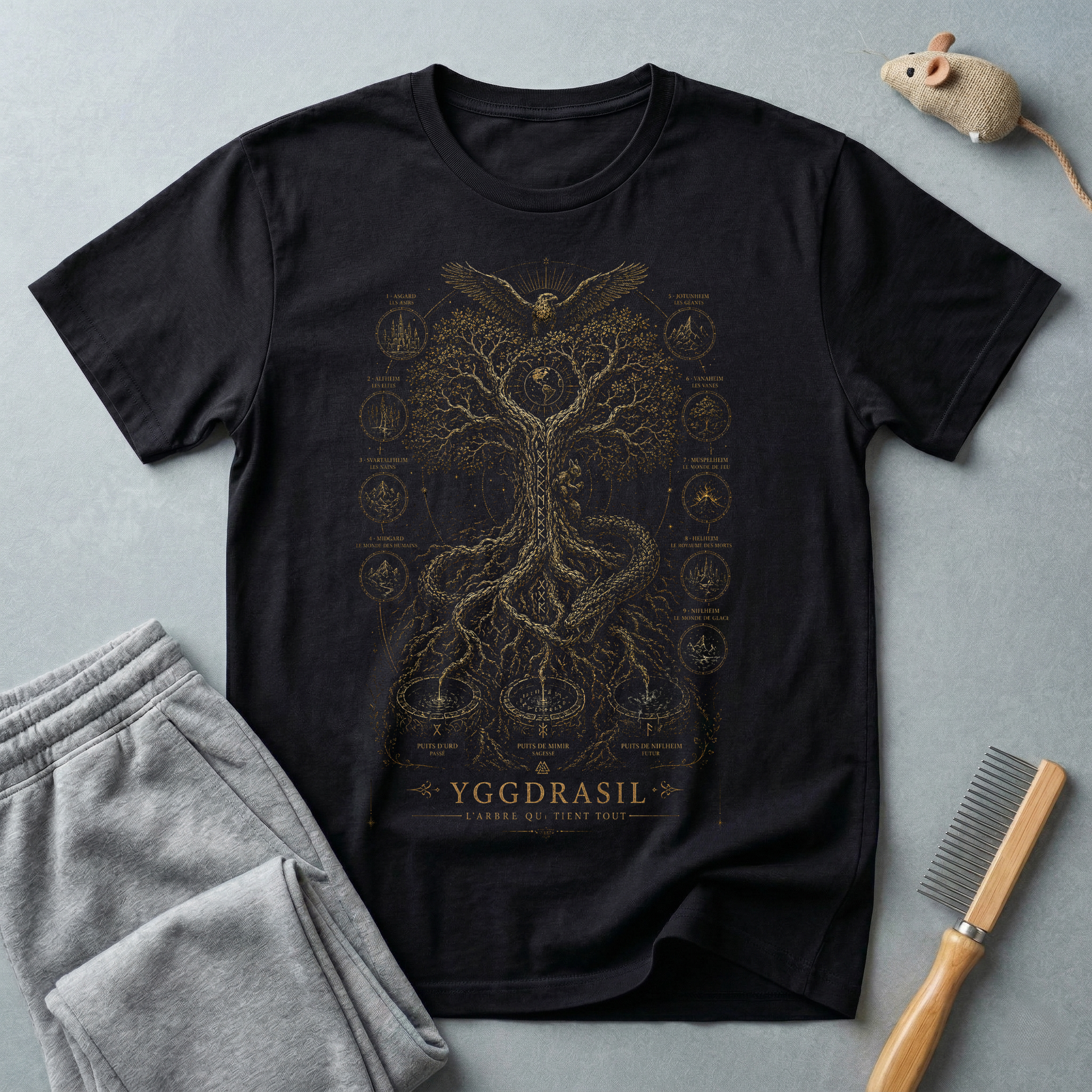 T-shirt Arbre de Vie — design spirituel avec hibou et symboles sacrés