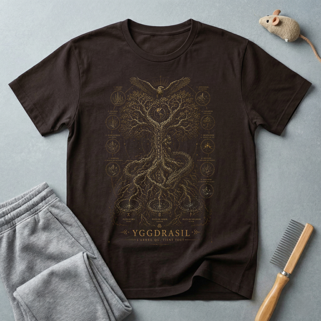T-shirt Arbre de Vie — design spirituel avec hibou et symboles sacrés